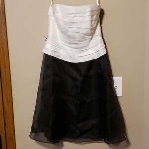 Black and white strapless formal dress WHBM